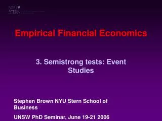 Empirical Financial Economics