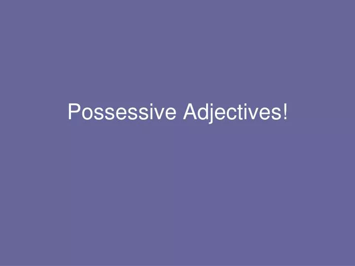 possessive adjectives