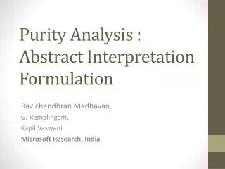 Purity Analysis : Abstract Interpretation Formulation