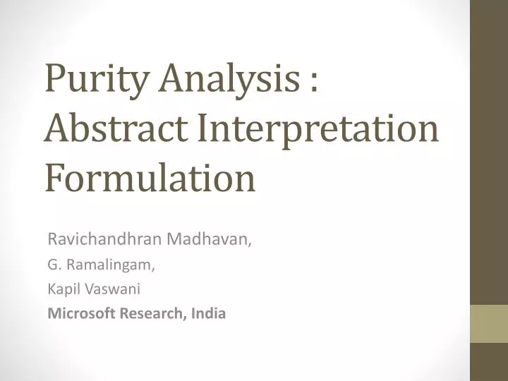 purity analysis abstract interpretation formulation