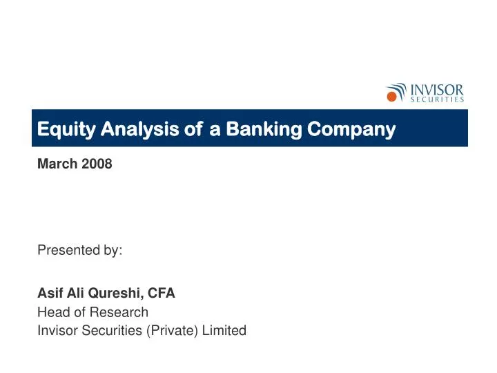 equity analysis of a banking company