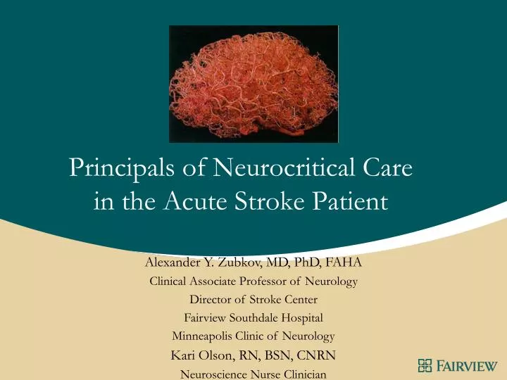 principals of neurocritical care in the acute stroke patient