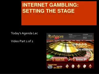 INTERNET GAMBLING: SETTING THE STAGE