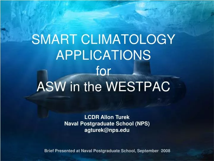 smart climatology applications for asw in the westpac