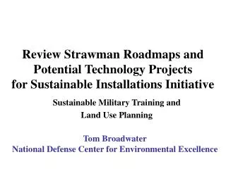 Sustainable Military Training and Land Use Planning
