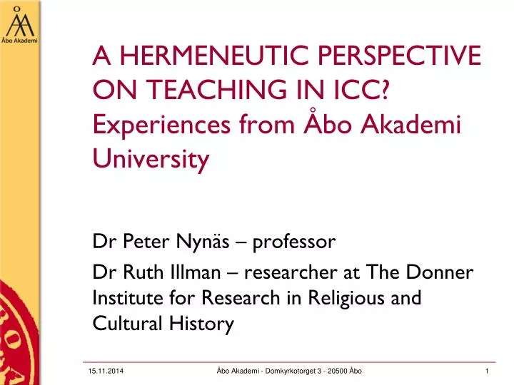 a hermeneutic perspective on teaching in icc experiences from bo akademi university
