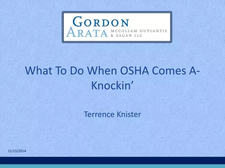 what to do when osha comes a knockin