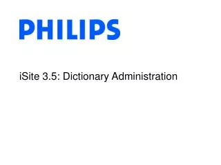 iSite 3.5: Dictionary Administration