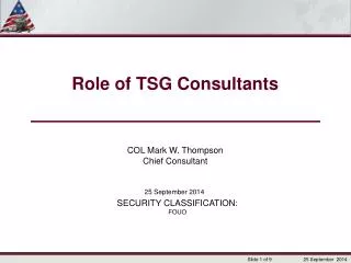 Role of TSG Consultants