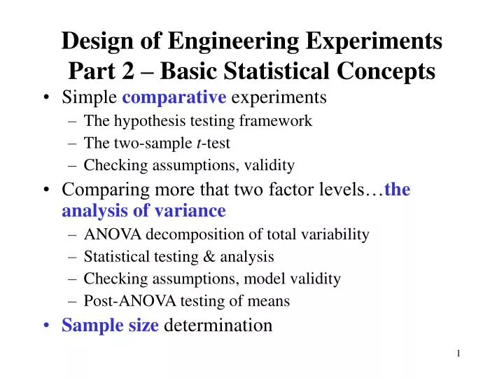 design of engineering experiments part 2 basic statistical concepts
