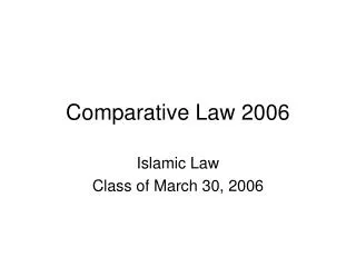 Comparative Law 2006