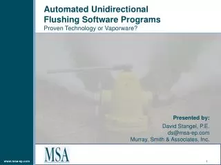 Automated Unidirectional Flushing Software Programs Proven Technology or Vaporware?