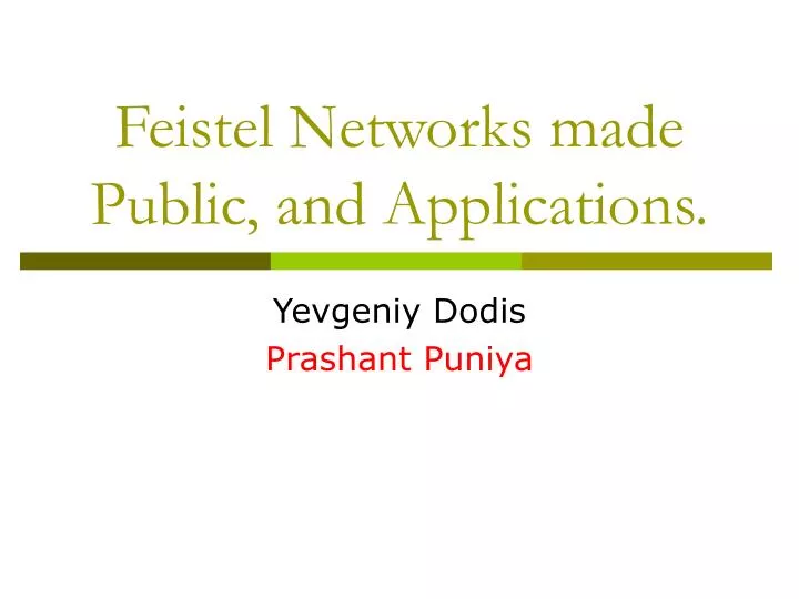 feistel networks made public and applications