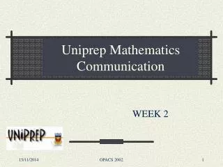 Uniprep Mathematics Communication