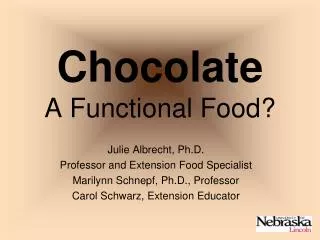 Chocolate A Functional Food?