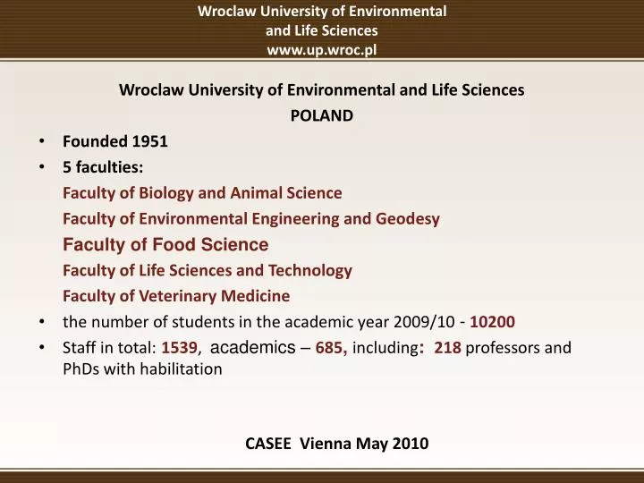 wroclaw university of environmental and life sciences www up wroc pl