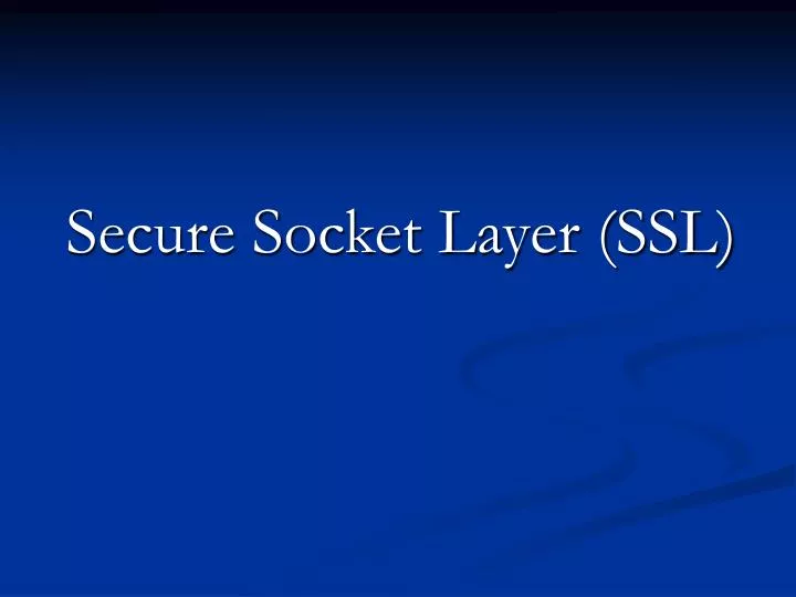 secure socket layer ssl