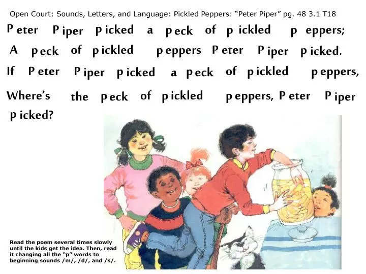 open court sounds letters and language pickled peppers peter piper pg 48 3 1 t18