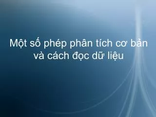 m t s ph p ph n t ch c b n v c ch c d li u