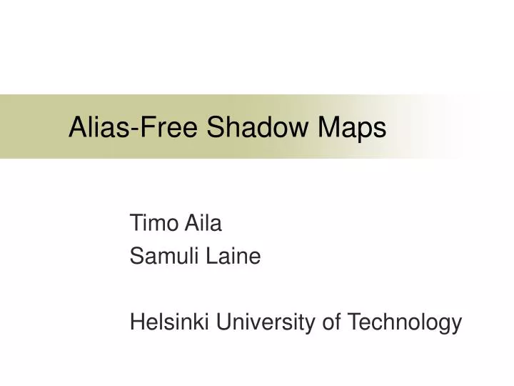 alias free shadow maps