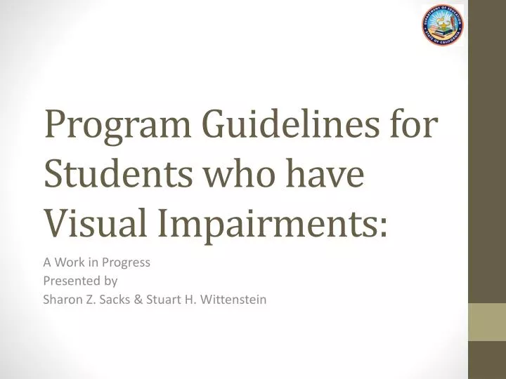 program guidelines for students who have visual impairments
