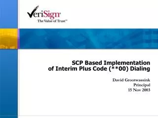 SCP Based Implementation of Interim Plus Code (**00) Dialing