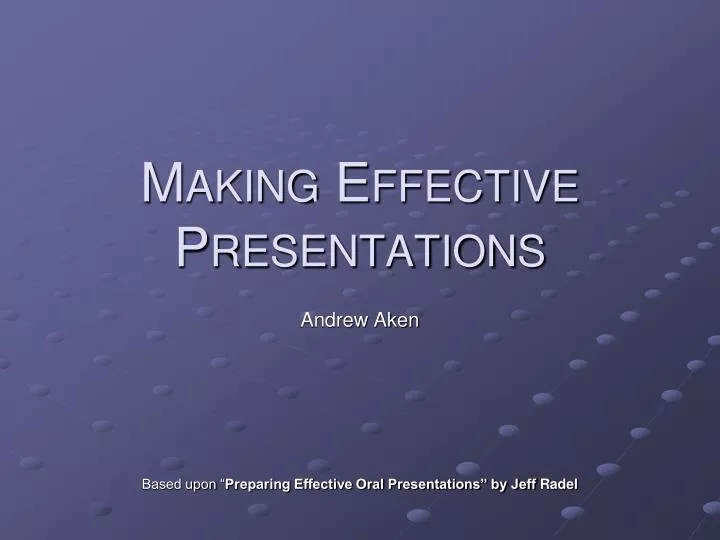 making effective presentations
