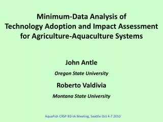 Minimum-Data Analysis of Technology Adoption and Impact Assessment