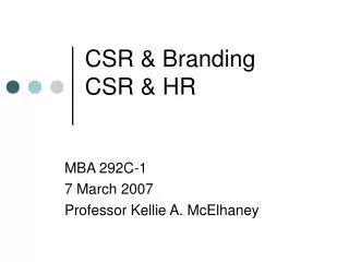 CSR &amp; Branding CSR &amp; HR