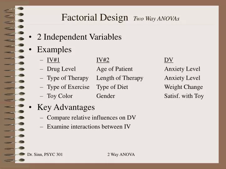 factorial design two way anovas