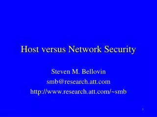 Host versus Network Security