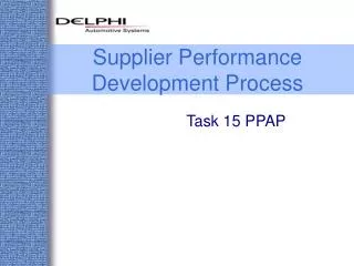 Supplier Performance Development Process