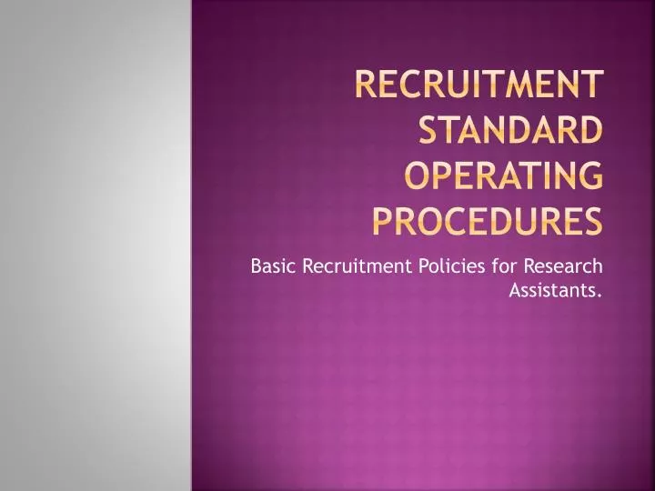 recruitment standard operating procedures