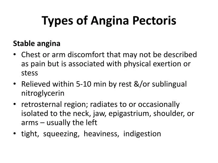 types of angina pectoris