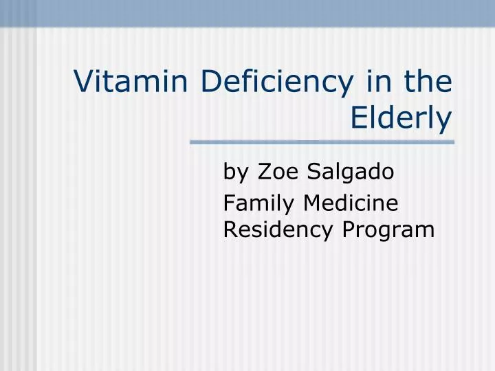vitamin deficiency in the elderly