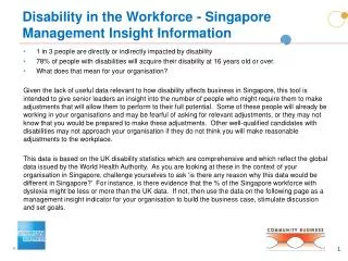 Disability in the Workforce - Singapore Management Insight Information