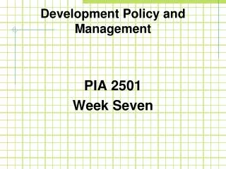 Development Policy and Management