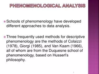 Phenomenological Analysis