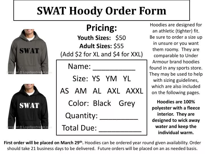 swat hoody order form