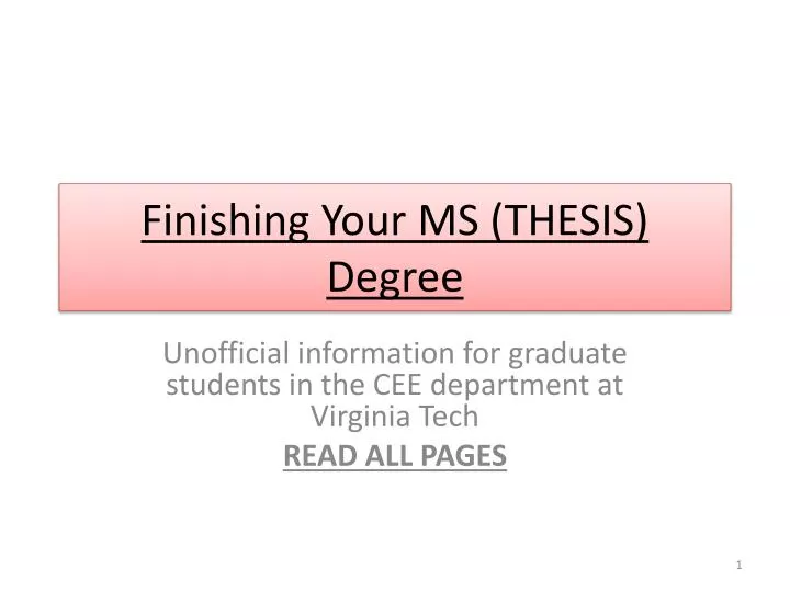 finishing your ms thesis degree