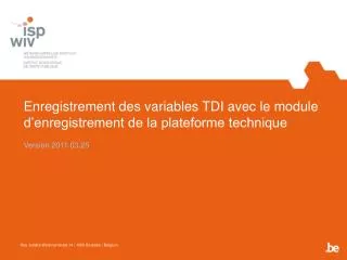 enregistrement des variables tdi avec le module d enregistrement de la plateforme technique