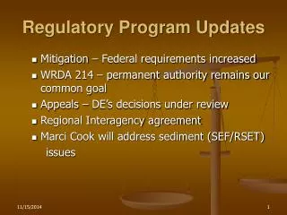 Regulatory Program Updates