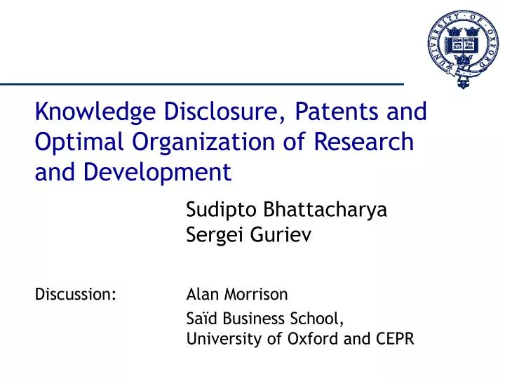 knowledge disclosure patents and optimal organization of research and development