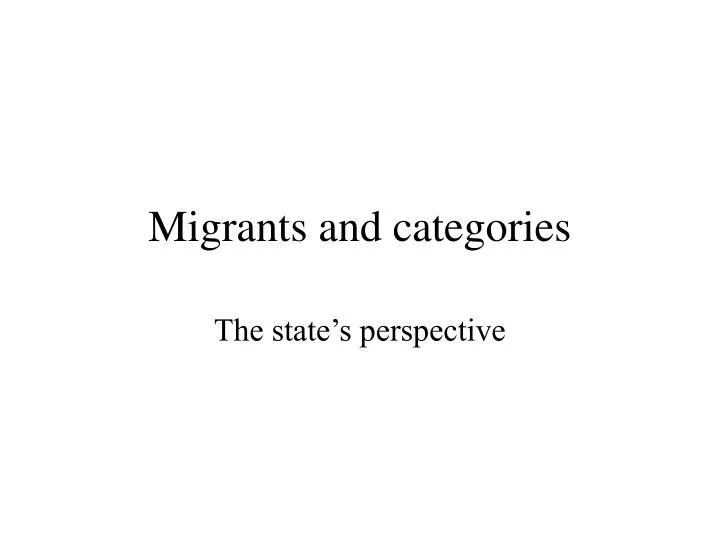 migrants and categories