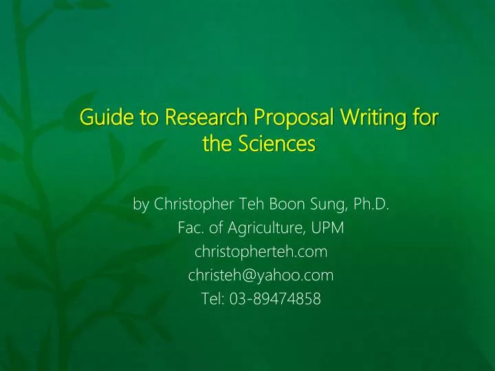 guide to research proposal writing for the sciences