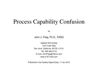 Process Capability Confusion