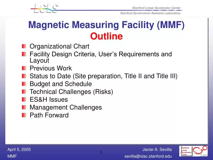 magnetic measuring facility mmf outline