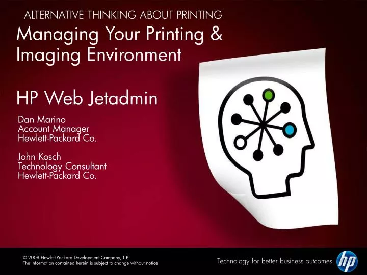 managing your printing imaging environment hp web jetadmin