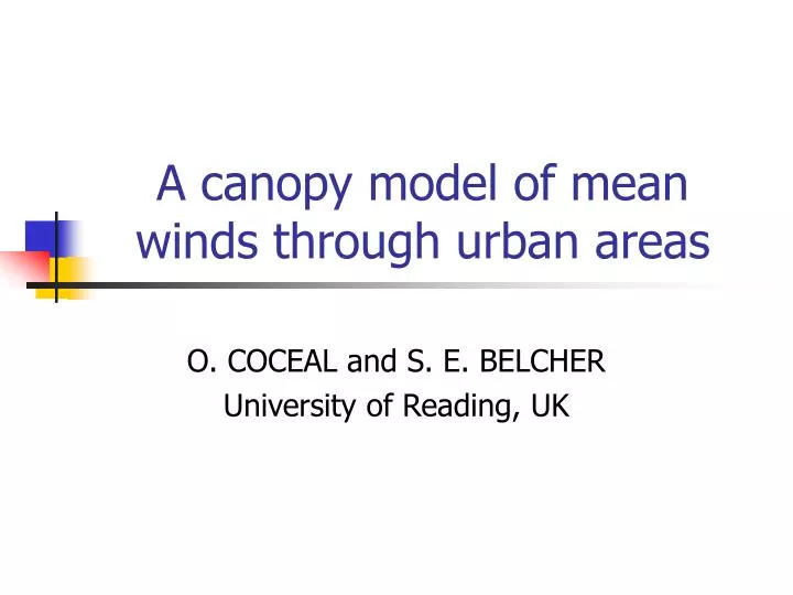 a canopy model of mean winds through urban areas