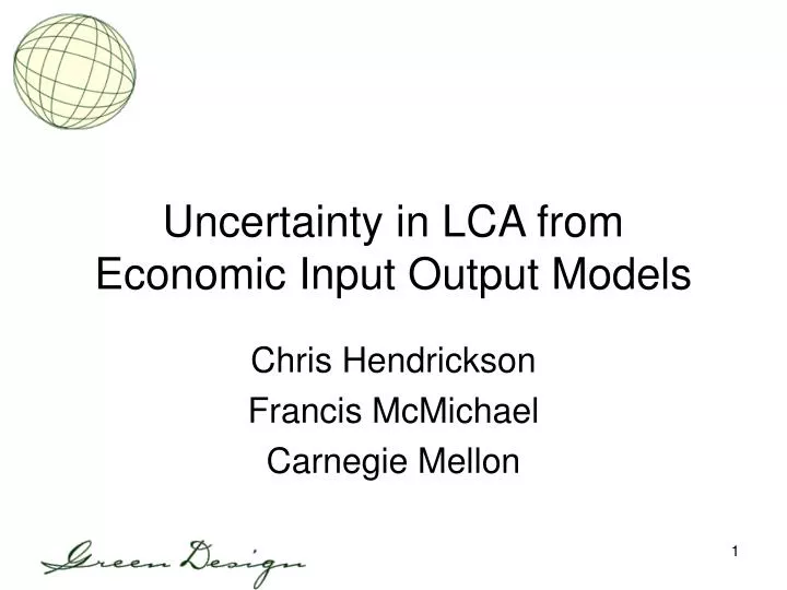 uncertainty in lca from economic input output models